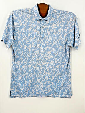 Dunning Golf Polo Mens Large Blue Performance Shirt Athletic Casual Abstract